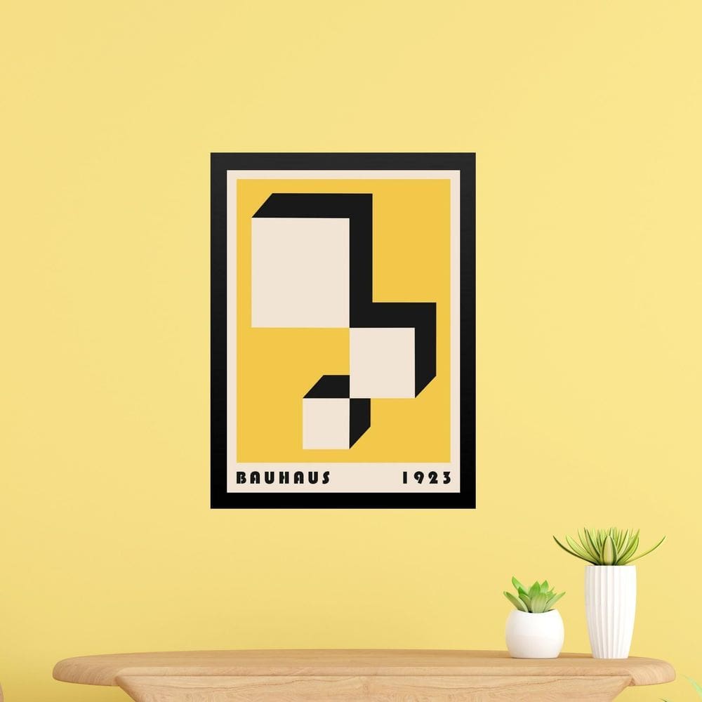 Quadro Bauhaus Amarelo - Descending Blocks 45X34Cm