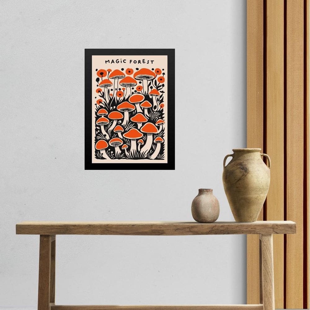 Quadro Cogumelos - Floresta Mágica 24X18Cm