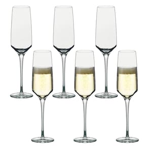 6 Taças de Cristal Espumante Champagne Eleganza Fracalanza