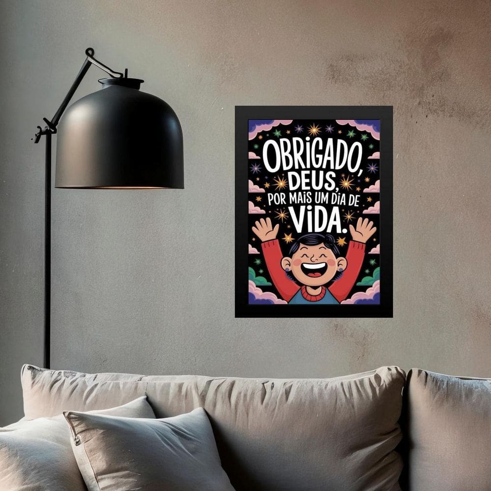 Quadro Obrigado Deus Pela Vida 45X34Cm