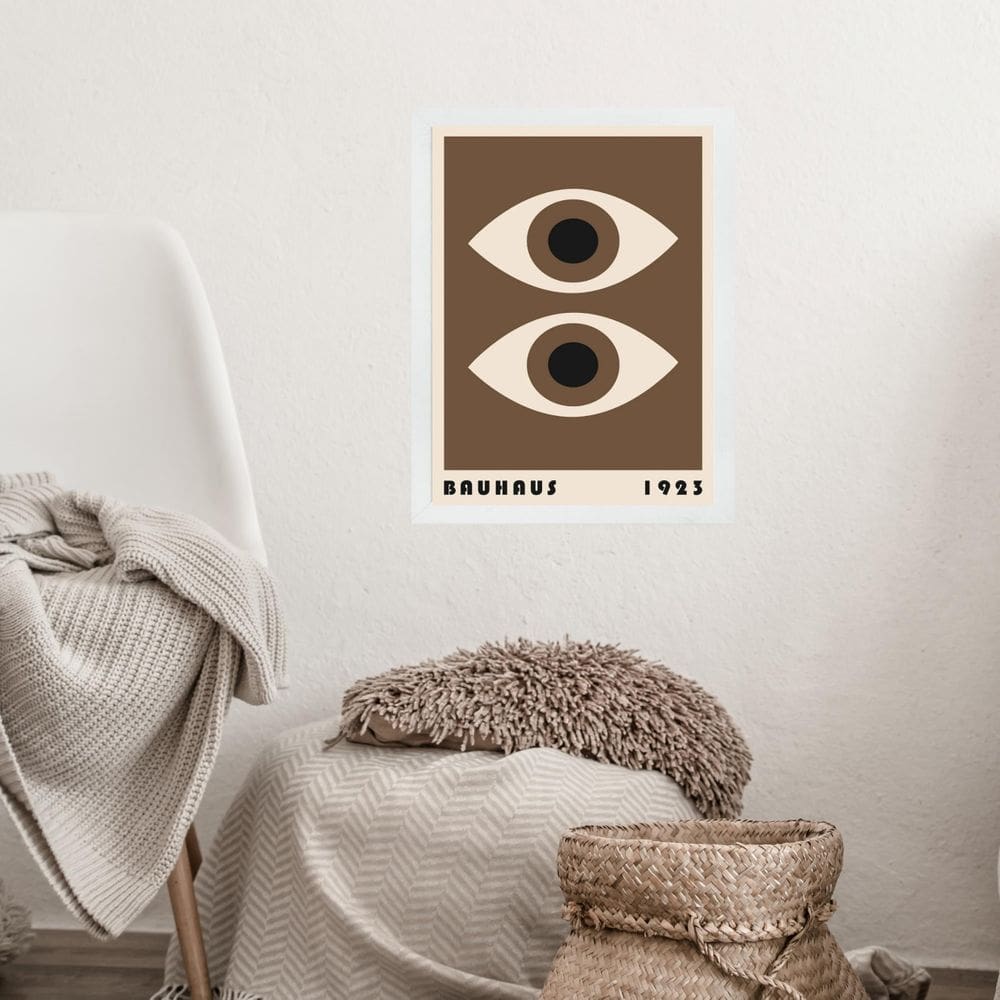 Quadro Bauhaus Marrom - Olhos 45X34Cm