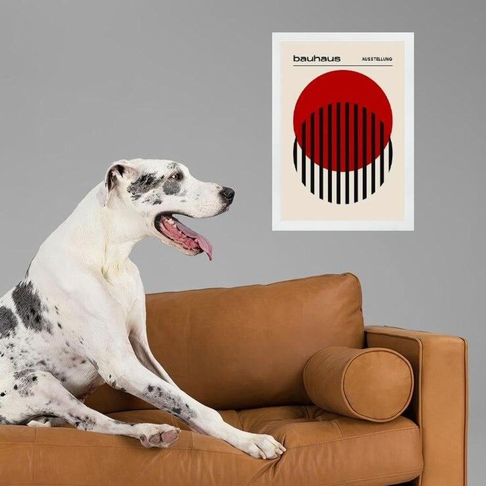 Quadro Arte Bauhaus Minimalista - Vermelho E Preto 33X24Cm