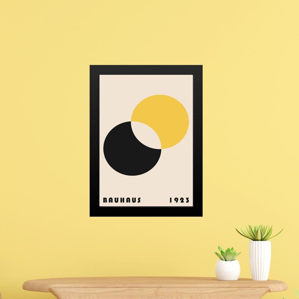 Quadro Bauhaus Amarelo E Preto - Eclipse 33X24Cm