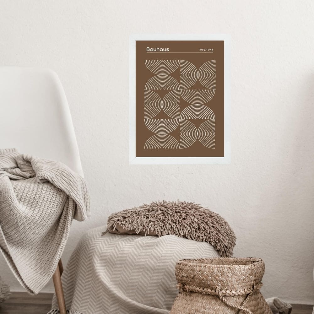 Quadro Bauhaus Marrom - Inverted Circles 33X24Cm