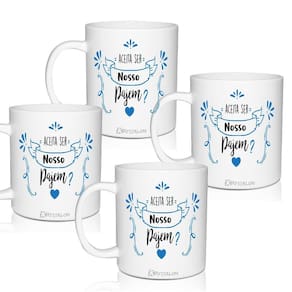 Kit 4 Canecas Convite Brancas Personalização Para Pajens