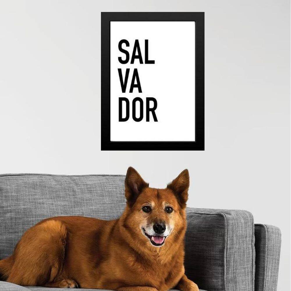 Quadro Decorativo Tipografia Salvador 45X34Cm - Com Vidro