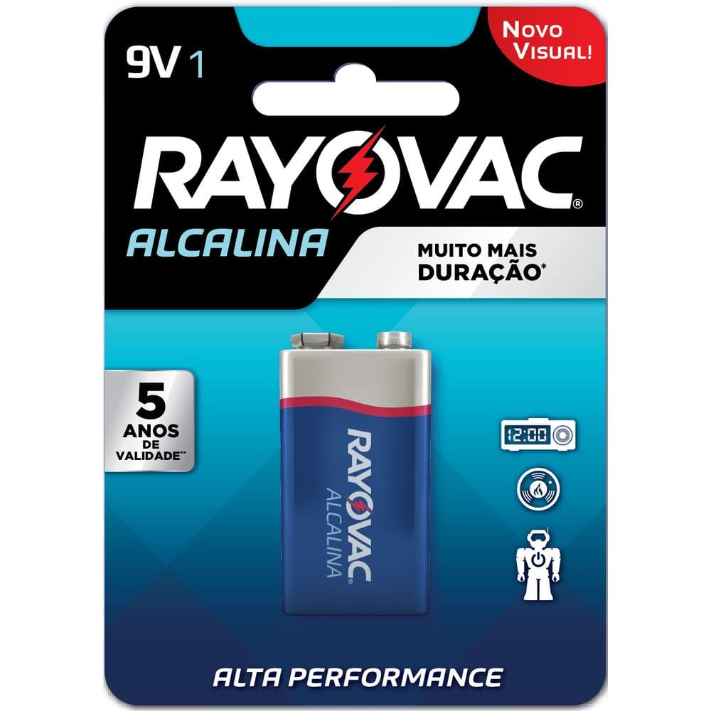Bateria Rayovac Alcalina 9 volts com 01