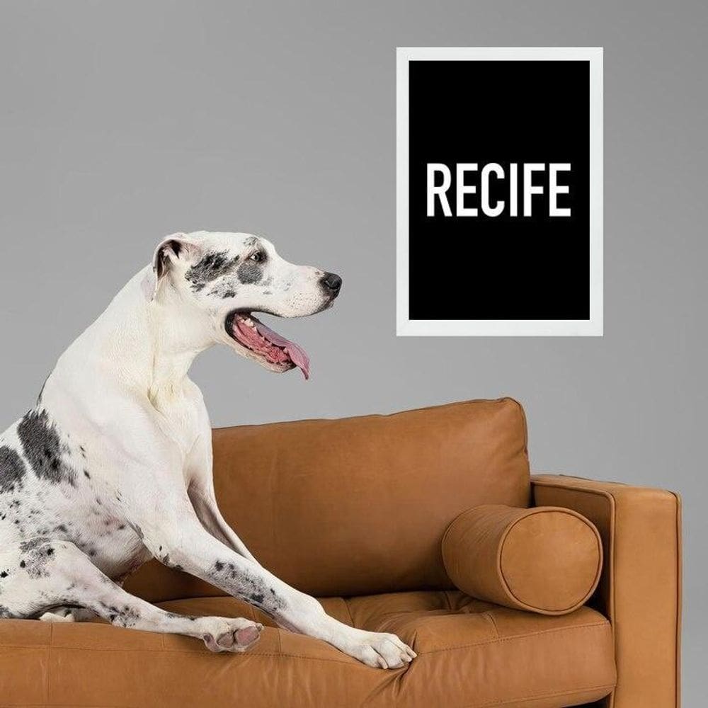 Quadro Decorativo Tipografia Recife 33X24Cm - Com Vidro