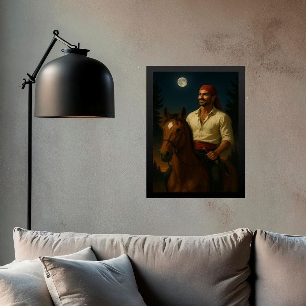 Quadro Cigano Wladimir No Cavalo 24X18Cm - Com Vidro