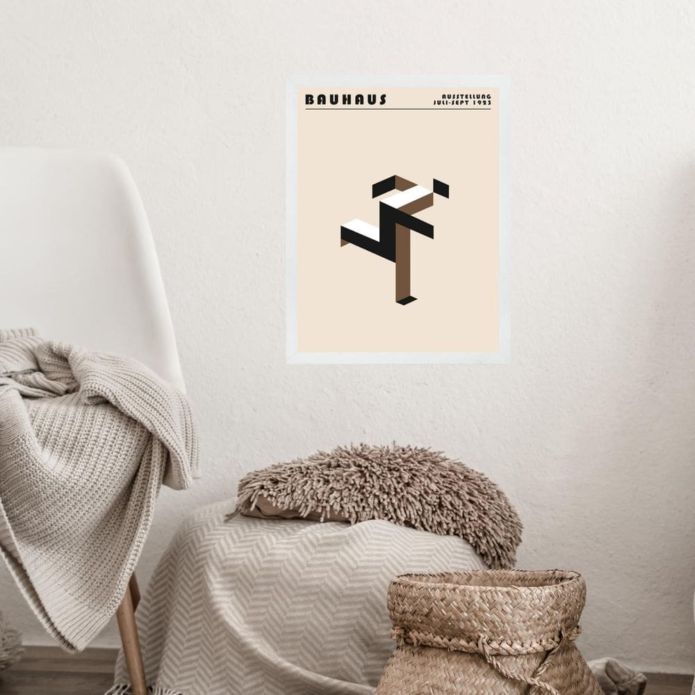 Quadro Bauhaus Marrom - Running Man 24X18Cm