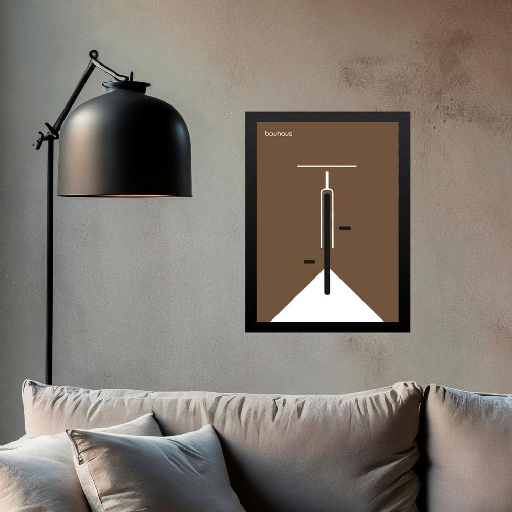 Quadro Bauhaus Marrom - Bicicleta 33X24Cm