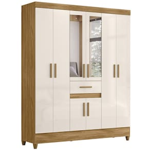 Guarda Roupa Casal 165cm Com Espelho Parla Freijó/Off Z17 - Mpozenato