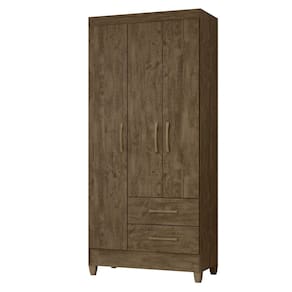 Guarda Roupa Solteiro 82cm 3 Portas Zeno Castanho Wood Z17 - Mpozenato