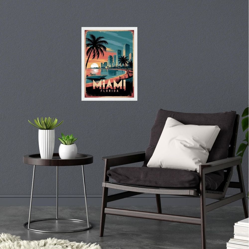 Quadro Decorativo Miami Florida 45X34Cm
