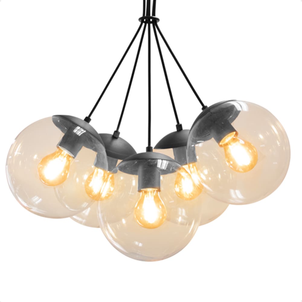 Lustre Pendente Blumenau Globb 5XE27 Bivolt Âmbar