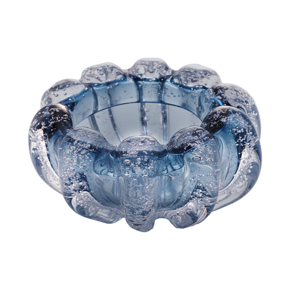CENTRO DE MESA DECORATIVO DE VIDRO ITALY AZUL 16cm x 8cm