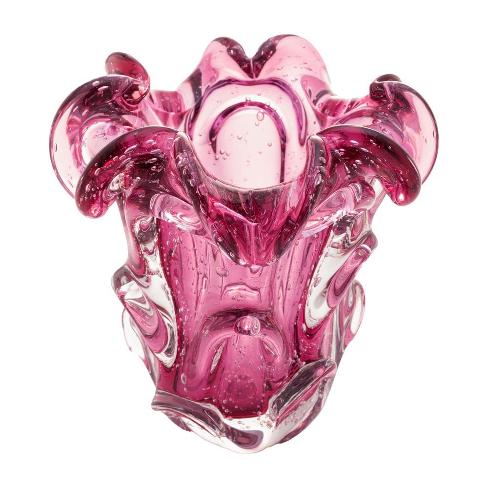 VASO DE VIDRO ITALY ROSA 15cm x 16cm