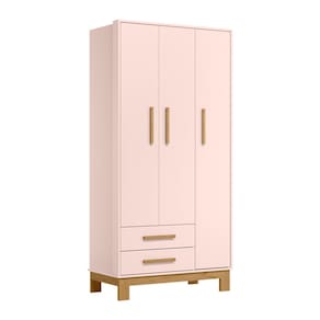 Guarda Roupas 3 Portas E 2 Gavetas Rosa - Qmovi