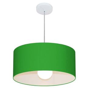 Lustre Pendente Cilíndrico 4052 Cúpula em Tecido 50x21cm Verde Folha - Bivolt