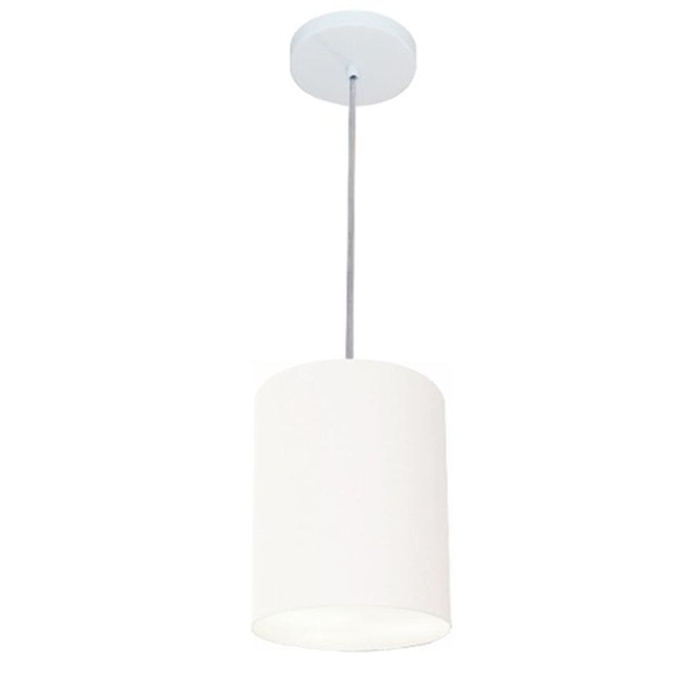 Lustre Pendente Cilíndrico Md-4012 Cúpula em Tecido 18x25cm Branco - Bivolt