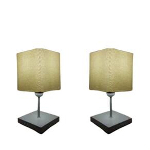 Kit/2 Abajur Quadrado de Mesa Md-2008 Base Branco Cúpula Tec 15/13x13cm Algodão Crú - Bivolt
