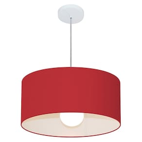 Lustre Pendente Cilíndrico 4052 Cúpula em Tecido 50x21cm Bordo - Bivolt