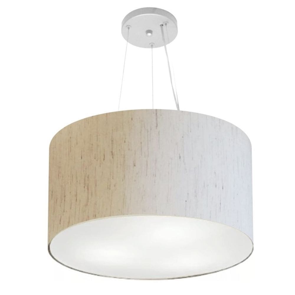 Lustre Pendente Cilíndrico Md-4187 Cúpula em Tecido 45x30cm Linho Bege - Bivolt