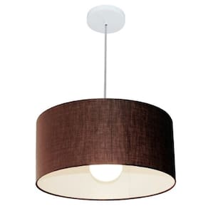 Lustre Pendente Cilíndrico 4052 Cúpula em Tecido 50x21cm Café - Bivolt