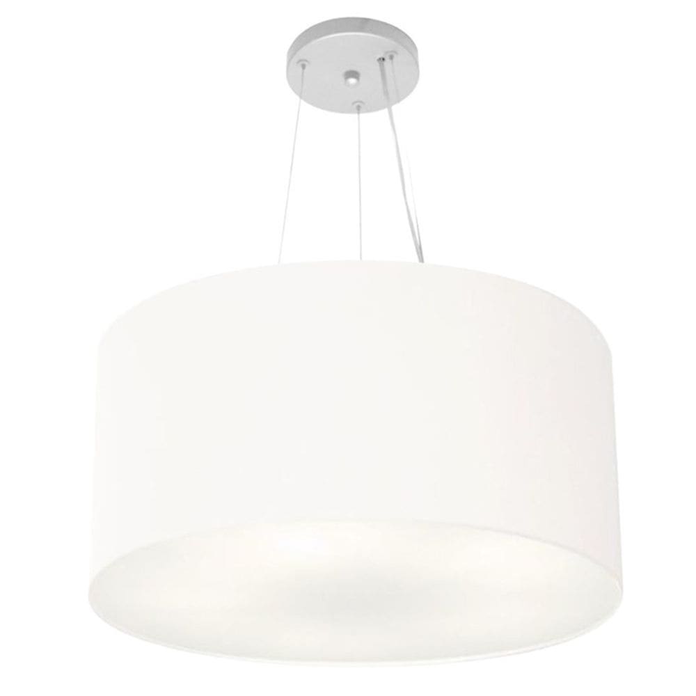 Lustre Pendente Cilíndrico Md-4189 Cúpula em Tecido 50x30cm Branco - Bivolt