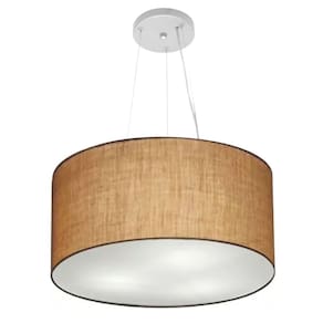 Lustre Pendente Cilíndrico Md-4185 Cúpula em Tecido 45x21cm Palha - Bivolt