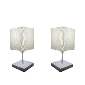 Kit/2 Abajur Quadrado de Mesa Md-2008 Base Branco Cúpula Tec 15/13x13cm Branco - Bivolt