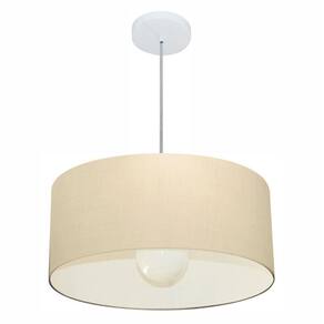 Lustre Pendente Cilíndrico 4052 Cúpula em Tecido 50x21cm Algodão Crú - Bivolt