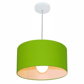 Lustre Pendente Cilíndrico Md-4031 Cúpula em Tecido 40x21cm Verde Limão - Bivolt