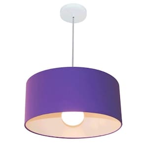 Lustre Pendente Cilíndrico 4052 Cúpula em Tecido 50x21cm Roxo - Bivolt