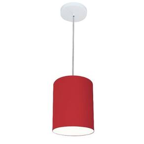 Lustre Pendente Cilíndrico Md-4012 Cúpula em Tecido 18x25cm Bordo - Bivolt