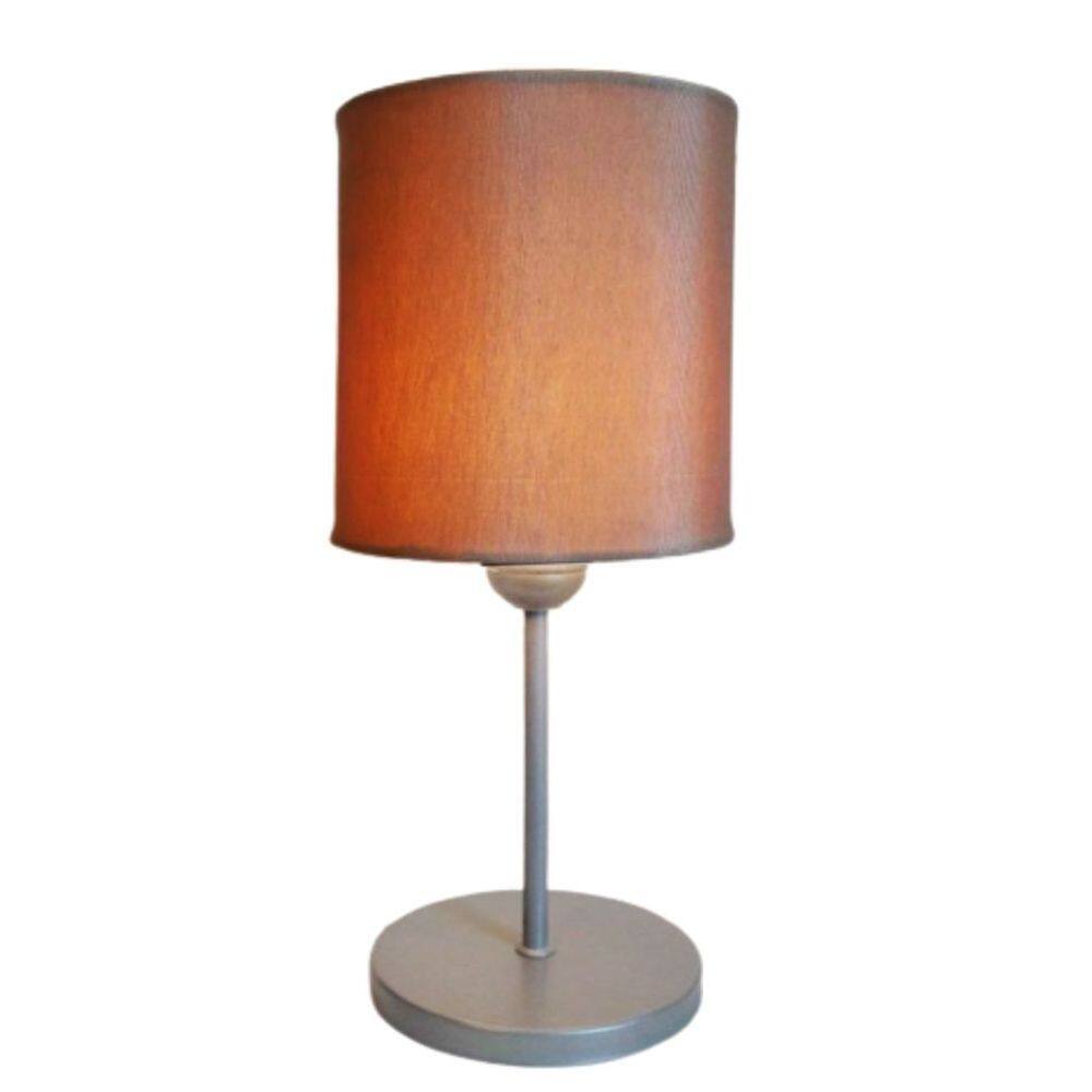 Abajur de Mesa Md-2010 Base Cinza Cúpula em Tecido Cilindrica 14x15cm Palha - Bivolt