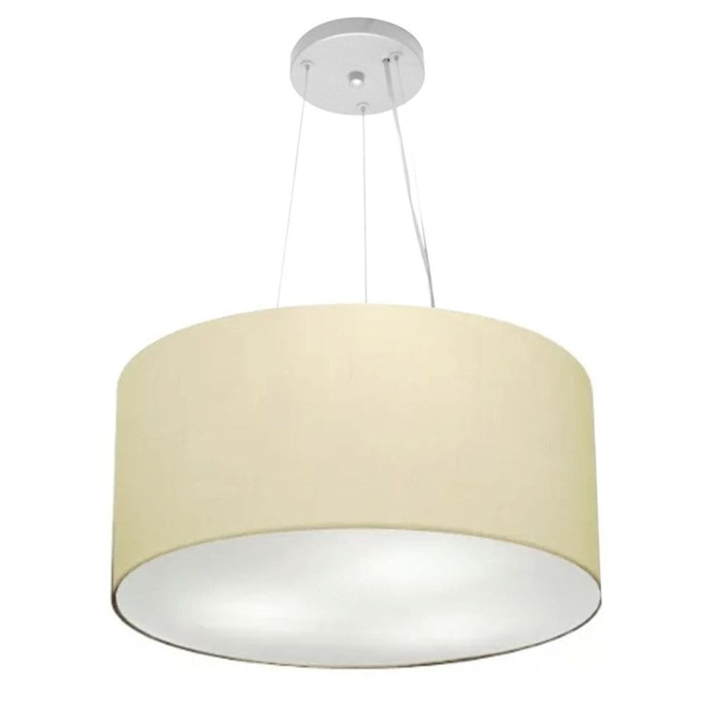 Lustre Pendente Cilíndrico Md-4185 Cúpula em Tecido 45x21cm Algodão Crú - Bivolt