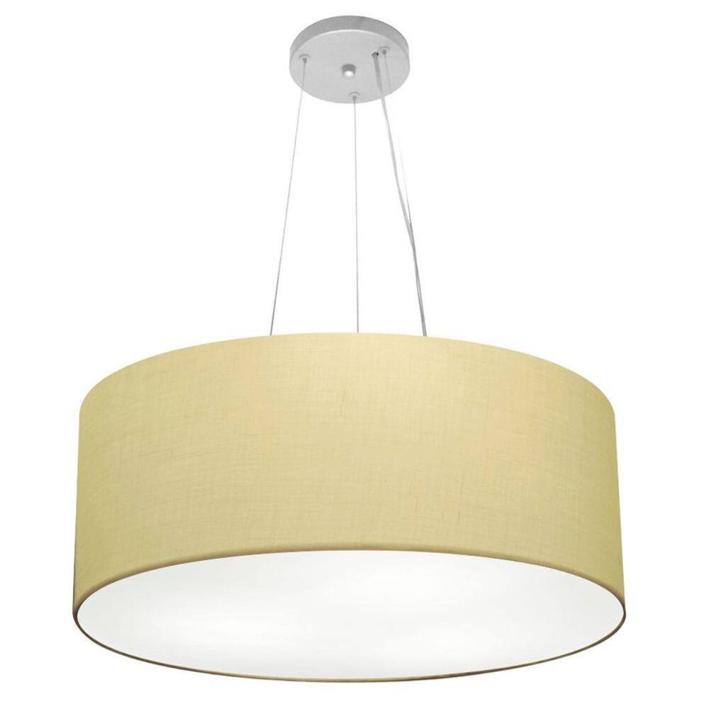 Lustre Pendente Cilíndrico Md-4188 Cúpula em Tecido 50x25cm Algodão Crú - Bivolt