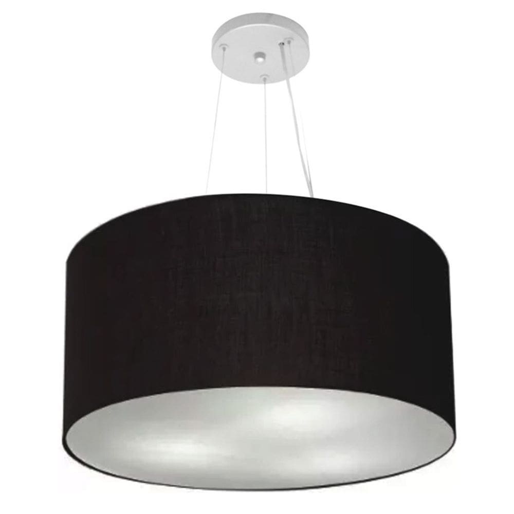 Lustre Pendente Cilíndrico Md-4189 Cúpula em Tecido 50x30cm Preto - Bivolt