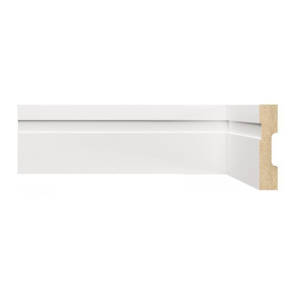 Kit Rodapé de MDF 5 Barras Frisadas de 7cm x 2,40m Rende 12 Metros Moldufama Branco