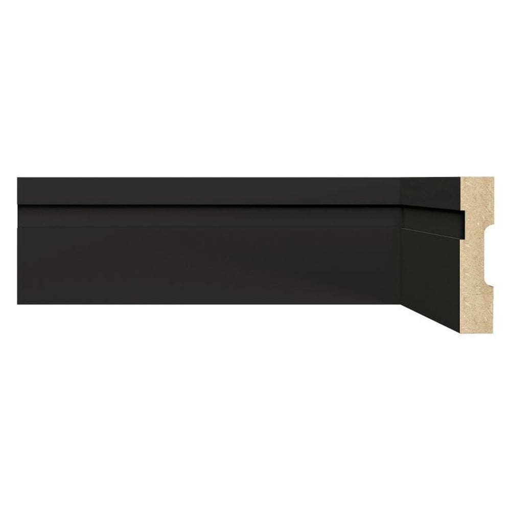 Kit Rodapé de MDF 5 Barras Frisadas de 7cm x 2,40m Rende 12 Metros Moldufama Preto