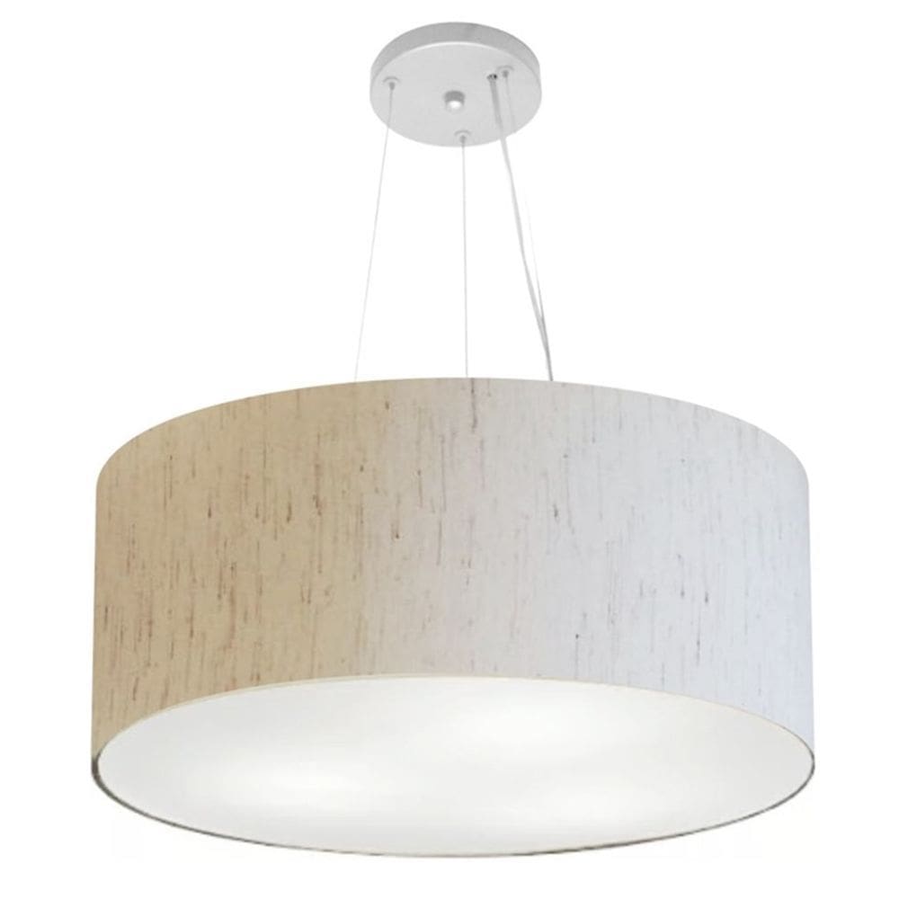 Lustre Pendente Cilíndrico Md-4188 Cúpula em Tecido 50x25cm Linho Bege - Bivolt