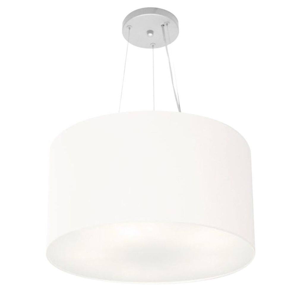 Lustre Pendente Cilíndrico Md-4187 Cúpula em Tecido 45x30cm Branco - Bivolt