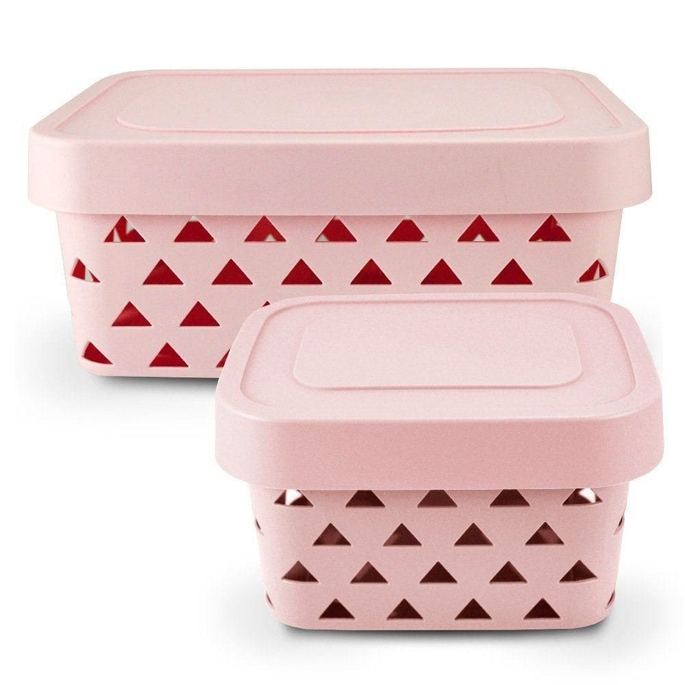 Kit C- 2 Cestos Organizadores P E M Rosa