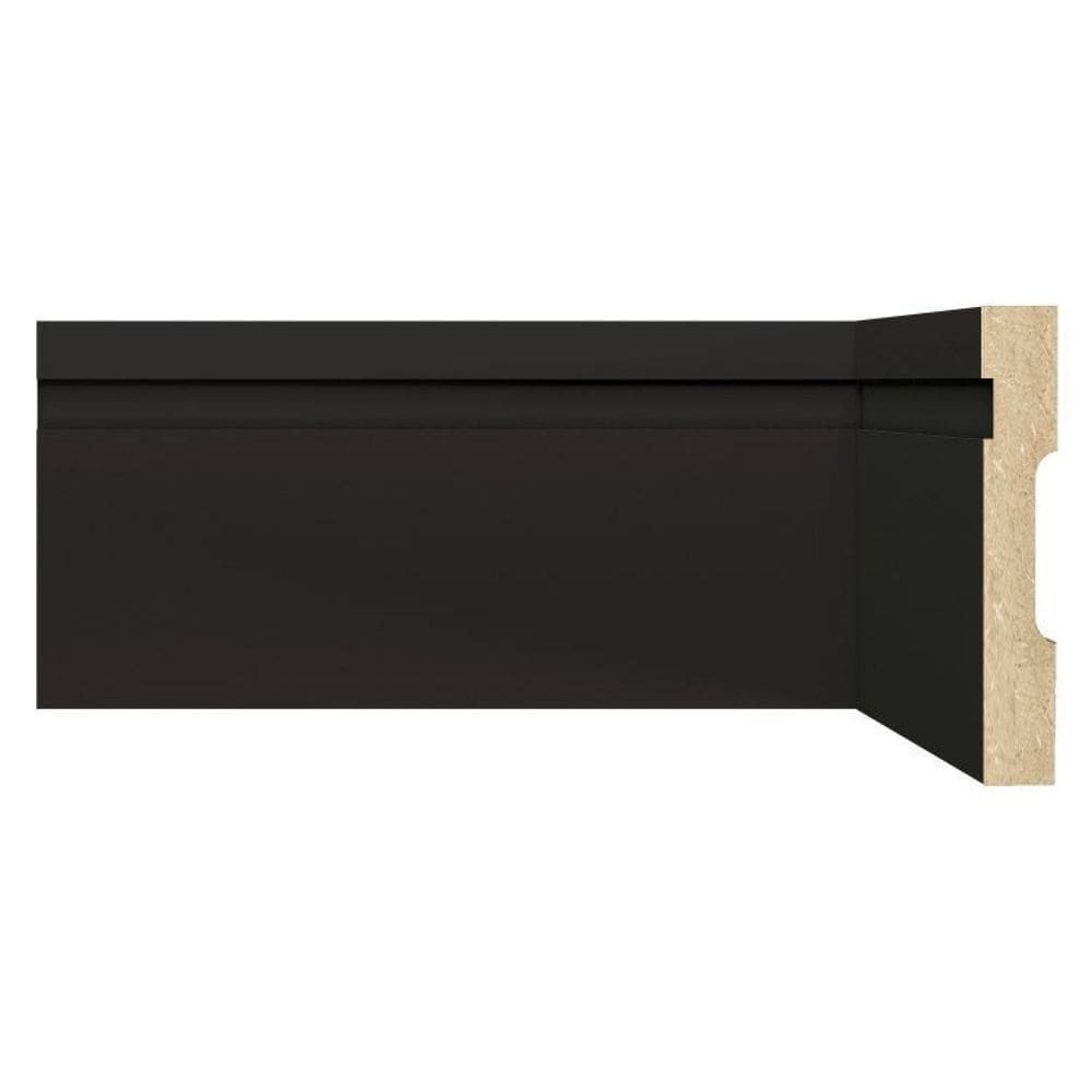 Kit Rodapé de MDF 10 Barras Frisadas de 10cm x 2,40m Rende 24 Metros Moldufama Preto