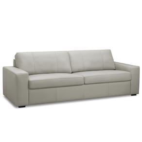 Sofá 3 Lugares Para Sala De Estar Living 235cm Aurora L06 Couro Cinza Claro - Lyam Decor