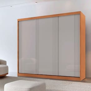 Guarda Roupa Casal Connor 100% Mdf 3 Portas E 4 Gavetas Naturalle/off White