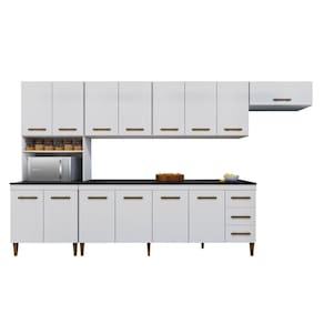 Cozinha Completa 14 Portas 3 Gavetas Atenas Kaiki Moveis Branco