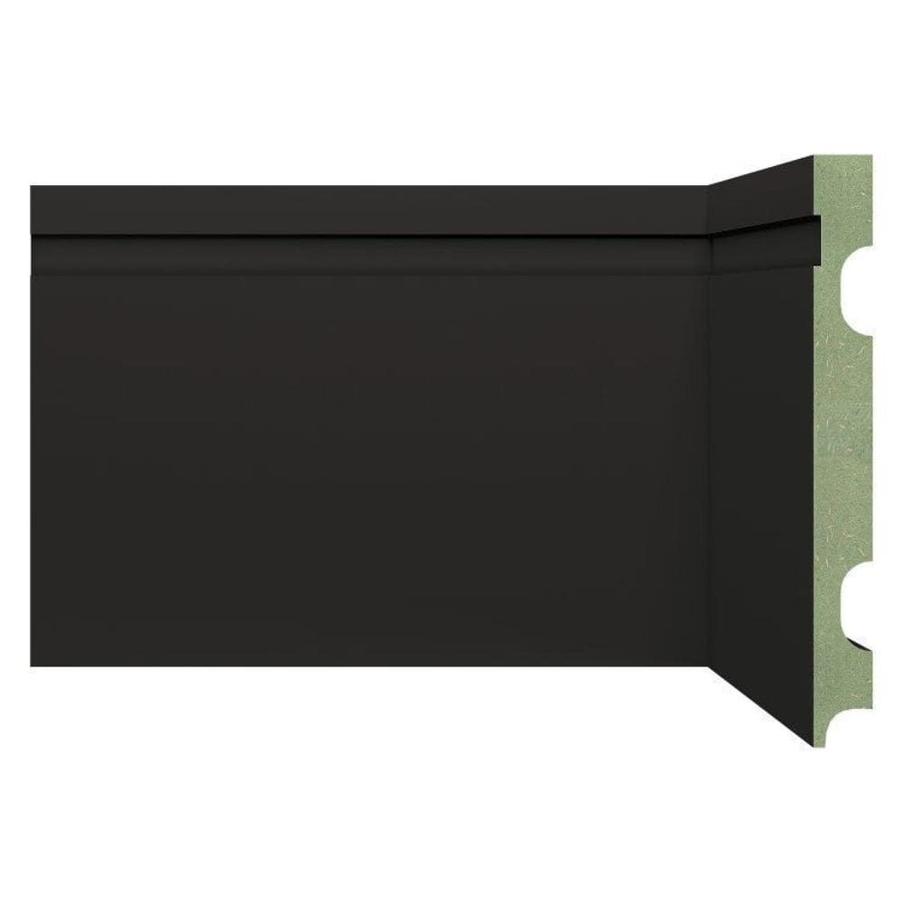 Kit Rodapé de MDF 10 Barras Frisadas de 15cm x 2,40m Rende 24 Metros Moldufama Preto
