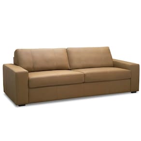 Sofá 3 Lugares Para Sala De Estar Living 205cm Aurora L06 Couro Marrom Claro - Lyam Decor